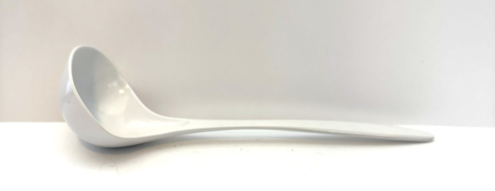 HUTZLER Vintage White Melamine No. 2525 Soup Ladle Made in Denmark 11"